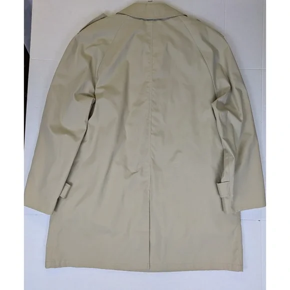 Towncraft Trench Coat Mens Large 44 Reg Tan Zip Out Faux Fur Lining Vintage USA - Picture 11 of 12